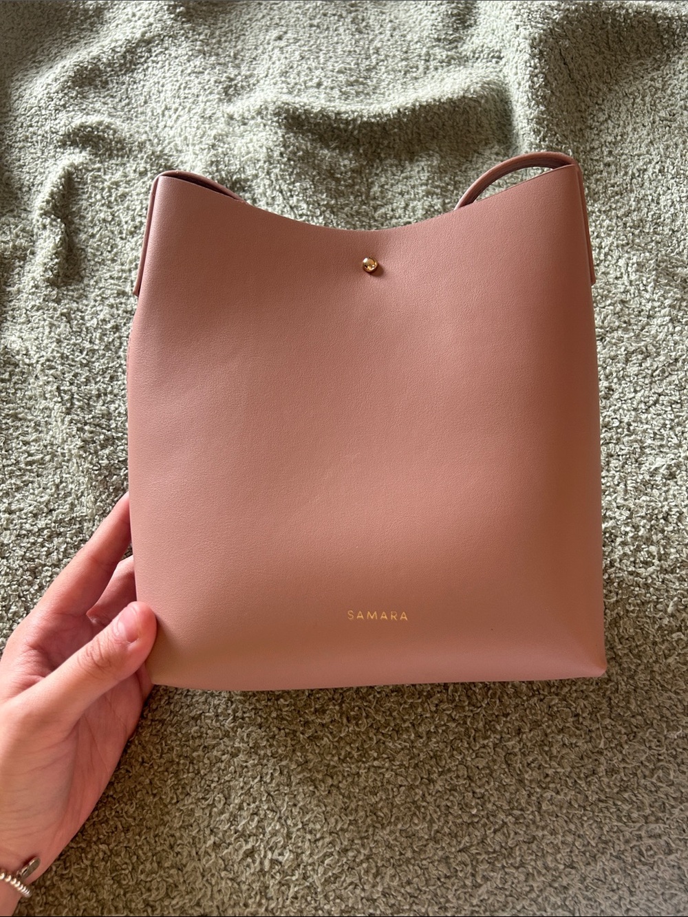 Blush Pink Faux Leather Bucket Bag